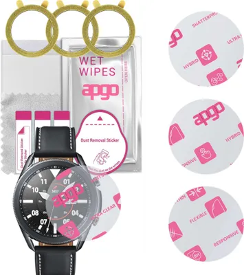Produktbild von apgo 3 Stück Schutzglas, klar, kompatibel mit Samsung Galaxy Watch 3 45MM Smartwatch, Hybrid 8H, Ersatz für Hartglas, Displayschutzglas, Bildschirmschutz, Displayschutz, kratzfest