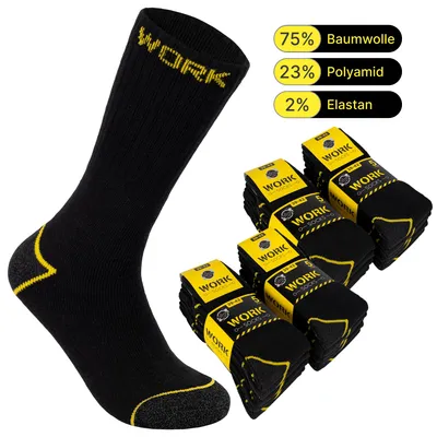Produktbild von Herren Arbeitssocken (10 oder 20 Paar) WORK Socken Baumwolle Schwarz 39 - 42 20 Paar