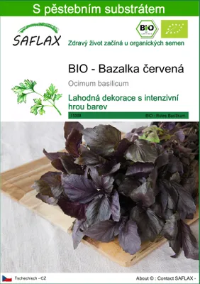 Obrázek produktu pro SAFLAX - BIO - Bazalka červená - Ocimum basilicum - 400 Semena - S pěstebním substrátem bez klíčků