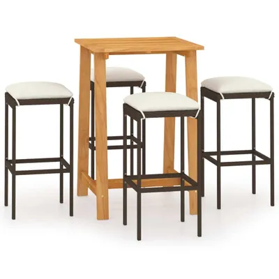 Produktbild von vidaXL 5-tlg. Gartenbar-Set mit Kissen Braun