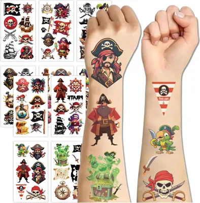Produktbild von Piraten-Tattoos zum Aufbewahren für Kinder, Set mit 20 Bögen