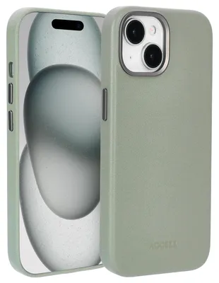 Imagen del producto de Funda de Cuero con MagSafe para Apple iPhone 15 - Gris claro