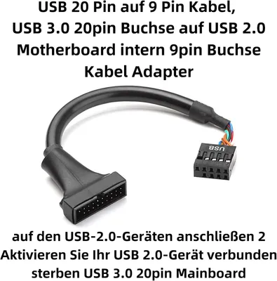 Productafbeelding van USB 3.0 20-pins naar 9-polige interne kabeladapter voor moederbord