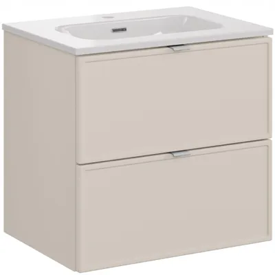 Image de Armoire De Salle De Bain 60 Cm Cachemire Mat Avec Lavabo En Céramique
