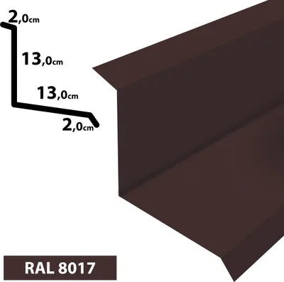 Produktbild von 1m Wandanschluss Wandblech I Dachblech pulverbeschichtetes 0,5 Zuschnitt 300mm (20x130x130x20) RAL-8017 Braun