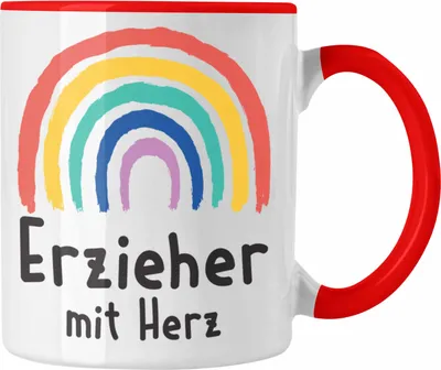 Produktbild von Trendation - Erzieher Tasse Geschenk mit Herz Geschenke Abschiedsgeschenk mit Spruch Kaffeetasse Kindergärtner (Rot)
