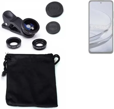 Produktbild von K-S-Trade Smartphone Kamera Linsen Set Kompatibel mit ZTE Axon 60 3in1 Clip-On Kamera Adapter Macro Weitwinkel FishEye Fischauge Objektiv Linse