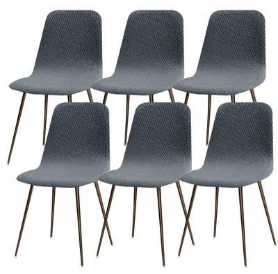 Image de Ensemble de 6 housses stretch pour chaises de salle à manger - Gris bleu