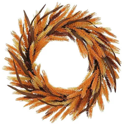 Produktbild von Künstlicher Herbstkranz Türkranz mit Weizen und Getreide, Orange, ca. 50 cm