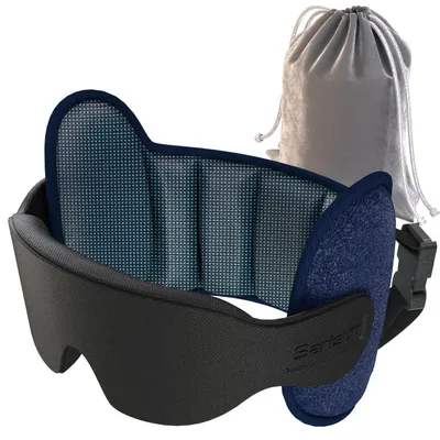 Obrázok produktu pre Cestovný vankúš s 360° oporou hlavy a maskou na spanie, modrá potlač