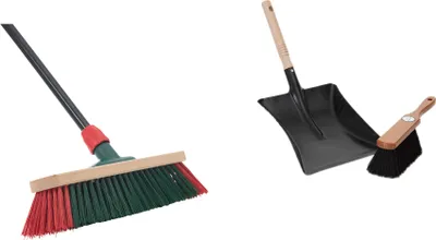 Produktbild von Novaliv Straßenbesen mit Stiel Gartenbesen Kehrgarnitur Rosshaar Besen Kehrblech (1, Gartenbesen + Kehrschaufel Set Rosshaar)