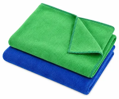 Mikrofasertücher 2er-Set grün/blau, fusselfrei, waschbar