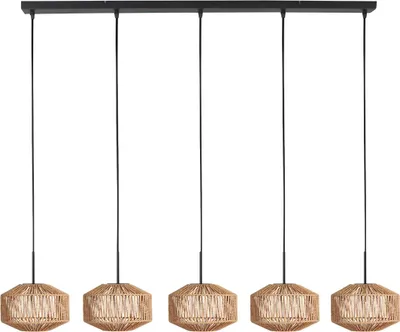 Immagine prodotto di Mexlite - lampada a sospensione - HaloSwap - naturale nero - cotone - grande lampada da tavolo da pranzo - E27 - 4530ZW