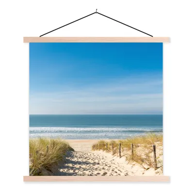 Produktbild von MuchoWow® Textilposter Strand - Meer - Düne - Sand - Sommer 40x40 cm mit holzfarbenen Rahmen - Posterleiste