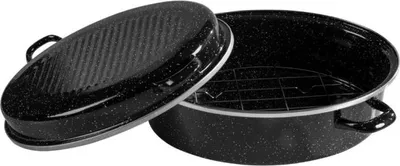 Obrázek produktu pro Zapékací miska s roštem Rosberg R54523B, 39x28 cm, Mramorový povrch, Indukce, Smalt, Černá