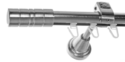 Produktbild von Innenlauf Edelstahl Look Gardinenstange 20mm Wandträger 1-läufig Zylinder, Länge wählbar H50 E34 I