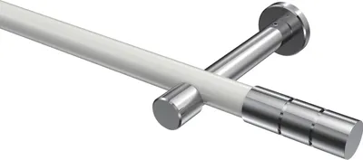 Produktbild von Interdeco Gardinenstange / Vorhangstange Weiß / Chrom, Typ Prestige Elanto (Rillenzylinder) ohne Ringe, 20 mm Ø 1-läufig, 280 cm