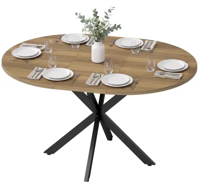 Obrázek produktu pro Jídelní stůl HOMCOM, rozkládací, rozměry 100/135 x 100 cm, jídelní stůl pro 6 osob, barva hnědá