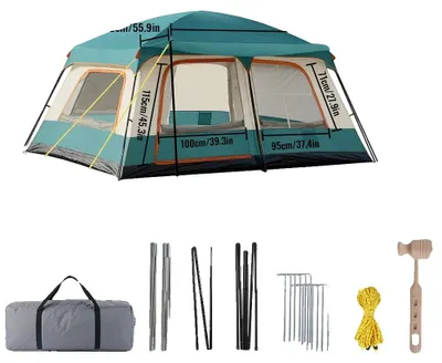 Immagine prodotto di Tenda da campeggio, due stanze, resistente alle intemperie, verde-a