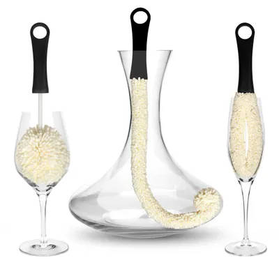 Reinigungsbürsten-Set für Karaffen, Weingläser & Sektgläser, 3-teilig
