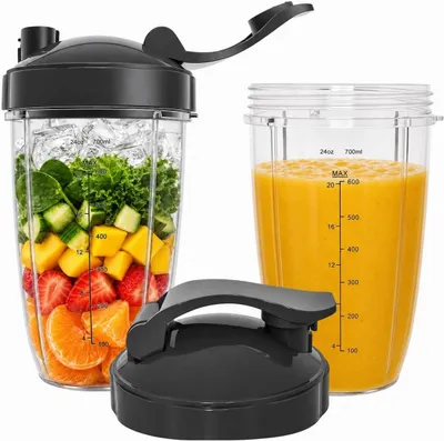 Ersatzbecher 700 ml für Mixer, 2er Set mit To-Go Deckel