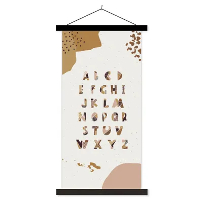 Produktbild von MuchoWow® Textilposter Zitate - Kinder - Alphabet - Sprichwörter - Baby - Jungen - Mädchen 60x120 cm mit schwarzem Rahmen - Magnete