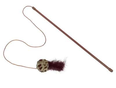 Produktbild von Nobby Rod with rattle ball with feathers, Katze, Stabspielzeug, Beige, Braun, Plüsch, 5 cm, 750 mm