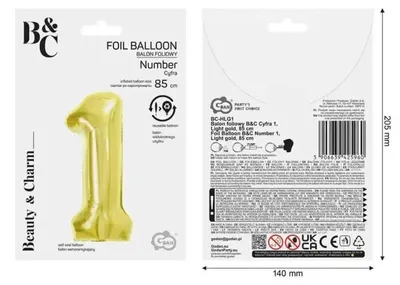 Obrázek produktu pro Foliová balónková dekorace B&C, světle zlatá, 85 cm - Godan