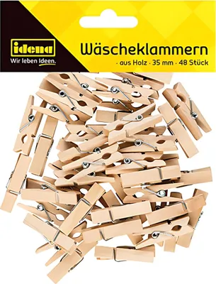 Produktbild von Mini Wäscheklammern Holz, 48 Stück, ca. 3,5 cm lang, zum Basteln, Dekorieren und Verzieren