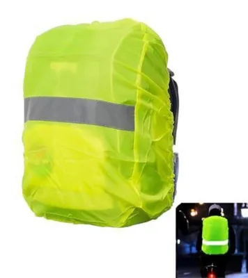 Zdjęcie produktu dla Pokrowiec przeciwdeszczowy na plecak, wodoodporny, z elementami odblaskowymi, pojemność 30-40 litrów, kolor: fluorescencyjny zielony