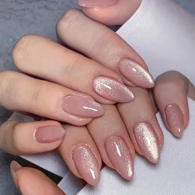 Zdjęcie produktu dla zestaw 24 krótkich paznokci migdałowych Nude Pink French Glitter Fingernails