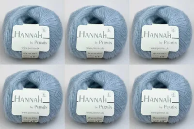 Obrázek produktu pro 6x Hannah od Permin – příze z merino vlny, hedvábí a kašmíru (26 nebesky modrá)