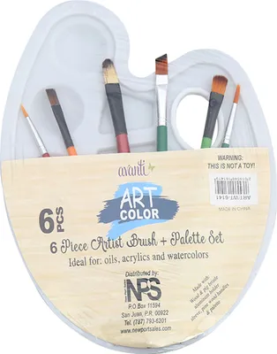 Produktbild von 6 Stk. Pinsel und 1 Stk. Palettenablage für Kinder Erwachsene Aquarelloel Acryl Gouache Kunst Malutensilien Mischpaletten Farbmischpalette