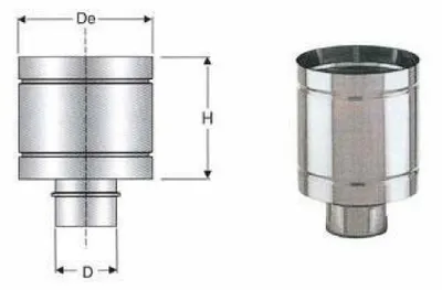 Produktbild von Edelstahl-Einwandrohr, AISI 316, mit Windschutzhaube, Durchmesser 300 mm