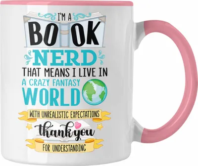 Produktbild von Trendation - Lesen Kaffeetasse Leseratte Geschenkidee Buch Leser Tasse mit Spruch Bücherwurm (Rosa)