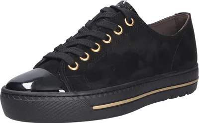 A single black sneaker is shown from a side angle against a white background.