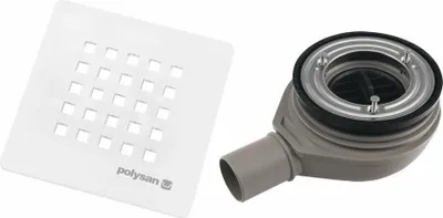 Obrázok produktu pre Sifón do sprchovej vaničky, 90 mm, kryt odtoku, DN40, ABS/biely matný