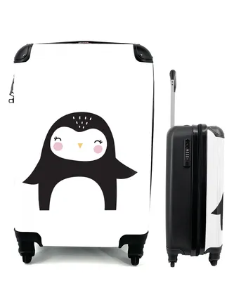 Produktbild von MuchoWow® Koffer Handgepäck Trolley Rollkoffer Kleine Reisekoffer mit 4 Rollen - Pinguin - Illustration - Cabin Size < 55x40x23 cm & 55x40x20 cm - Fotokoffer - Kabinenkoffer - Boardgepäck - Reise-Box - Reisekoffer - Reisegepäck - Koffer mit Bild - Trolley für Kinder