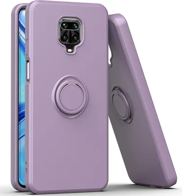 Produktbild von Redmi Note 9 Pro Handyhülle, Ring Halter Ständer Kratzfeste Weiche Silikon schutzhülle für Xiaomi Redmi Note 9S/9 Pro/9 Pro Max Lila