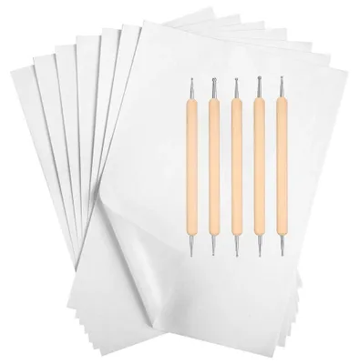 Image de Papier transfert carbone blanc, 100 feuilles, format A4 (29,7 x 21,1 cm), pour papier et bois