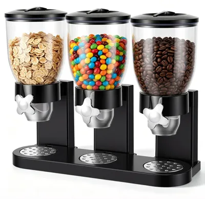 Produktbild von Müsli-Dispenser 2L - Luftdichte Vorratsdosen - Set von 3 - Drehverschluss - Transparente Dosen