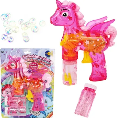 Produktbild von Seifenblasenpistole Einhorn pink manuell 16cm