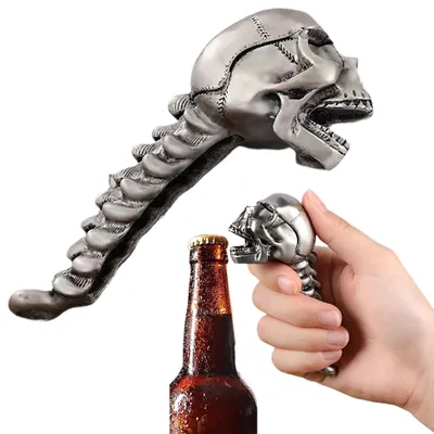 Totenkopf-Flaschenöffner aus Edelstahl, 1 Stück, tragbar