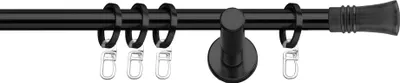 Produktbild von SN Deco Gardinenstange Lyon, 19 mm, 1-läufig, Stahl, Komplett-Set mit Ringen, Auflageträger, 480 cm, schwarz