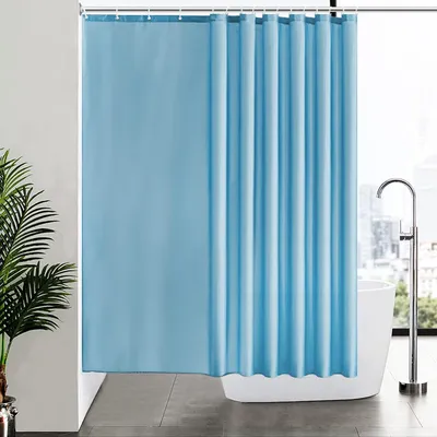 Immagine prodotto di Tenda da doccia extra larga, 244x180 cm, azzurra chiara - Tessuto antibatterico