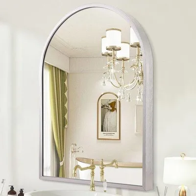 Image de Miroir mural incurvé en métal argenté, 40 x 30 cm