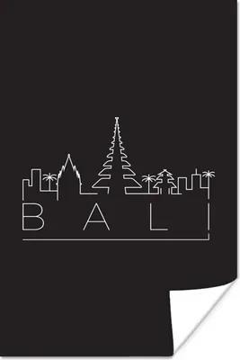 Produktbild von MuchoWow® Poster Skyline "Bali" schwarz 80x120 cm - Papierdruck