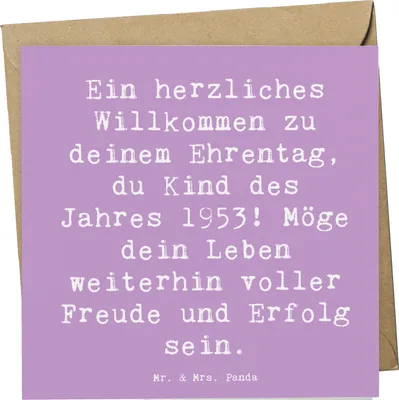 Produktbild von Mr. & Mrs. Panda Grußkarte Spruch 1953 Geburtstag - Lavendeltraum - Geschenk, doppelkarte, Alter, anlasskarte, Geburtstagsgeschenk, Glückwunschkarte, Happy Birthday