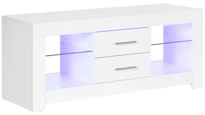 Immagine prodotto di Mobile TV da 55” 120x40x50 cm con Luce LED in Legno e Vetro Bianco