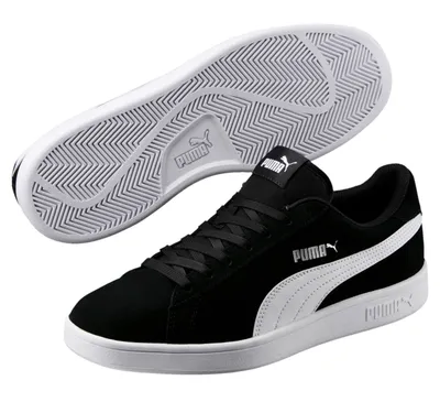 Produktbild von Puma Retro Sneaker Echtleder 'Smash v2'  black - puma white - puma silver, Neutral EU:37 EU